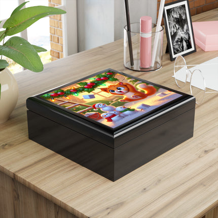 Naughty or Nice Kitten Christmas Jewelry Box