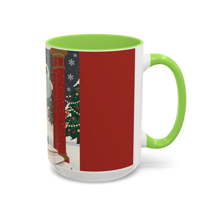 ❄️✨ The Winter Couture Promenade Colorful Mug – Art Deco Holiday Elegance