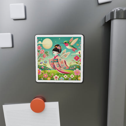 Geisha Fairy and the Hummingbird Blossom Die-Cut Magnets (5 Sizes)