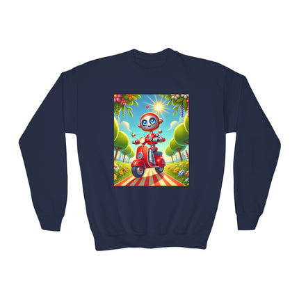 The Traveling Robot Youth Crewneck Sweatshirt – Adventure, Curiosity & Playful Discovery