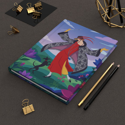 🎭🐕 The Lady And The Dancing Dog Hardcover Journal – Art Deco Garden Whimsy