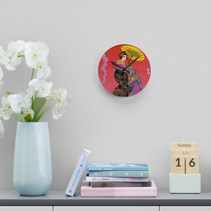 Enchanting Geisha Acrylic Wall Clock
