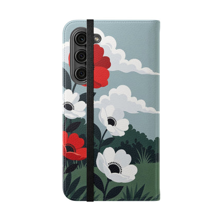 🌺🎩 The Ladies Of The Scarlet Garden Flip Case – Art Deco Floral Adventure