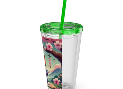 Samurai Kitten Sunsplash Tumbler with Straw, 16oz