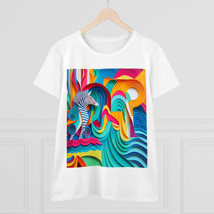 Surfing Zebra Women's Midweight Cotton Tee