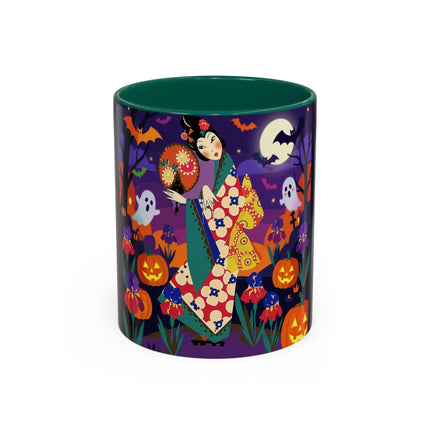 🌙🎃 The Moonlit Garden Masquerade Colorful Mug – Floral Halloween Charm