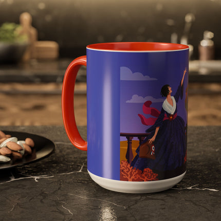 The Dawn Serenade Colorful Mug (11oz, 15oz) – Rooster Beauty, Morning Charm & Art Deco Elegance