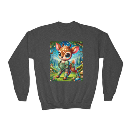 Fawn Defender Youth Crewneck Sweatshirt – Woodland Courage & Gentle Strength