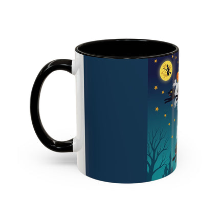 🐈‍⬛🎃 The Flying Black Cats Of Halloween Colorful Mug – Whimsical Storybook Charm