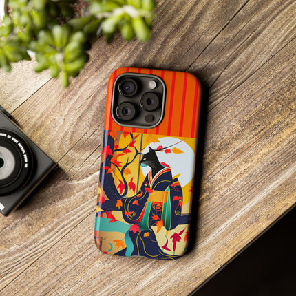 Black Cat in Kimono Phone Cases