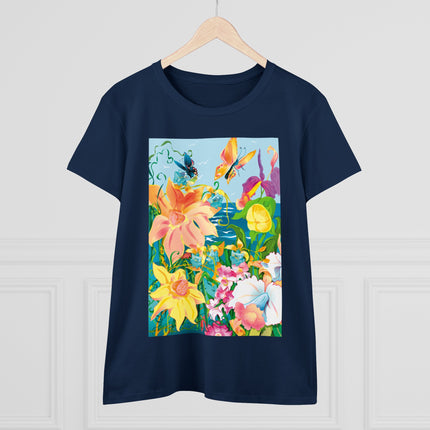 Blooming Paradise Women's Midweight Cotton Tee
