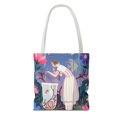 🐠🌸 The Lady Of The Enchanted Aquarium Tote Bag – Art Deco Garden Fantasy