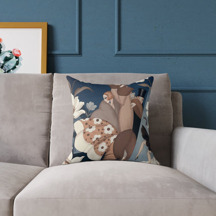 🌙🌸 The Midnight Magnolia Masquerade Square Pillow – Art Deco Evening Elegance