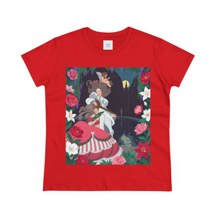 🌹🎶 The Midnight Garden Serenade Cotton Tee – Art Deco Romantic Fantasy