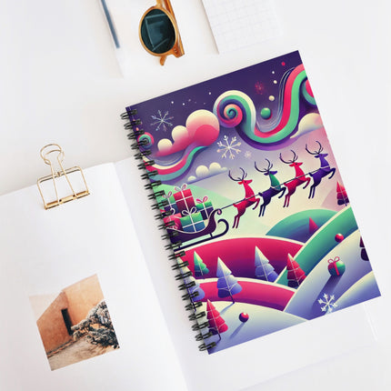Festive Reindeer Flight Spiral Notebook - Ruled Line