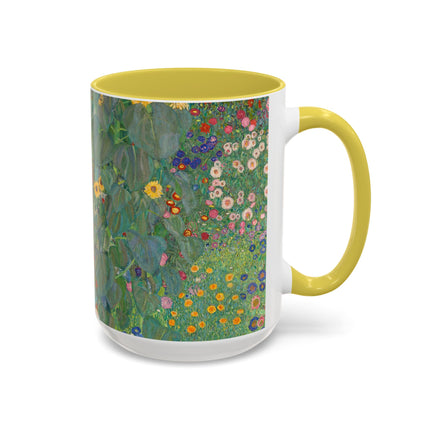 Farm Garden with Sunflowers by Gustav Klimt Colorful Mugs (11oz, 15oz)