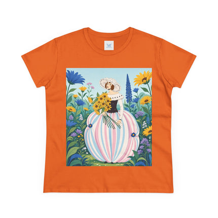 🌻🎀 The Sunflower Garden Bouquet Cotton Tee – Art Deco Floral Elegance