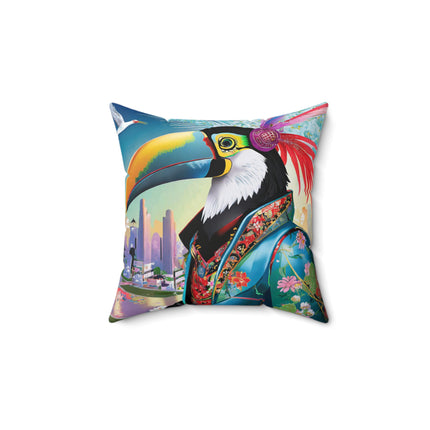 Cyber Toucan Chic Spun Polyester Square Pillow