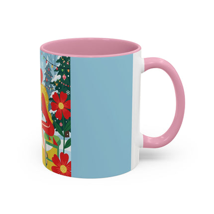 ☕🎄 Christmas Tea In The Snow Garden Colorful Mug – Art Deco Holiday Friendship