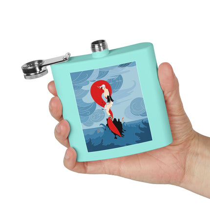 Siren of the Waves Stainless Steel Flask – Dramatic Sea Power & Bold Elegance
