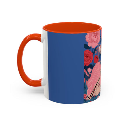 The Lady And The Scarlet Macaw Colorful Mugs – Art Deco Floral Elegance