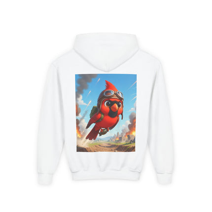 Cardinal Dive Bomber Youth Hooded Sweatshirt – Bold Flight & Fearless Adventure