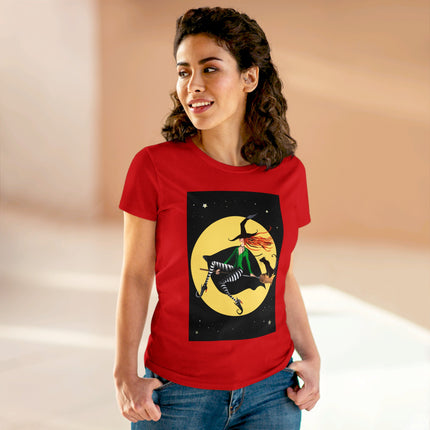 A Witch’s Moonlit Flight Women's Midweight Cotton Tee