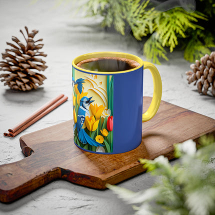 Blue Jays in a Spring Garden Colorful Mugs (11oz, 15oz)