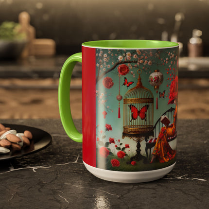 Reading in a Painted Garden Colorful Mugs (11oz, 15oz)