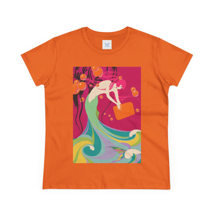 Mermaid Dive Women's Midweight Cotton Tee – Joyful Underwater Fantasy