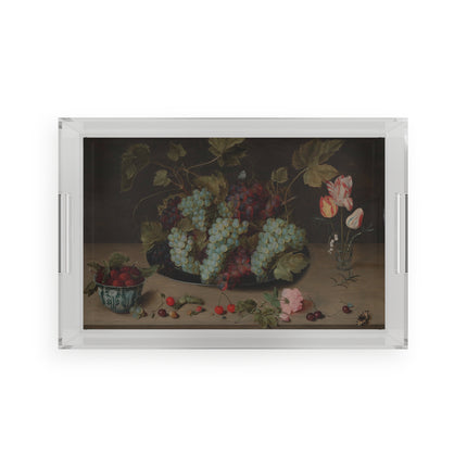 Still Life with Grapes, Flowers, & Berries by Isaak Soreau Acrylic Serving Tray