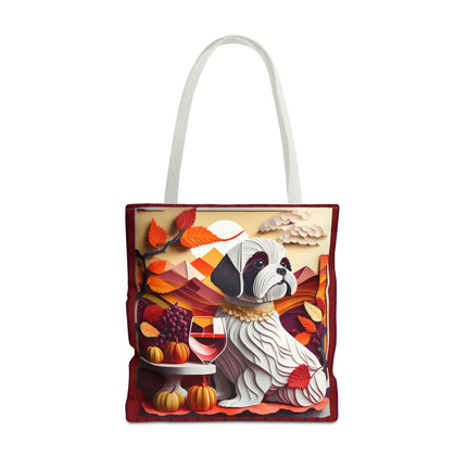 Shih Tzu at an Autumn Wine Tasting Tote Bag (AOP)