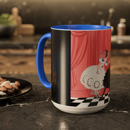 The Ladies Behind The Velvet Curtain Colorful Mugs – Art Deco Theatrical Elegance