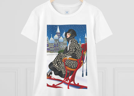 Elegant Winter Woman in Sleigh Women's Midweight Cotton Tee