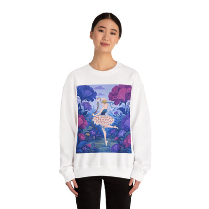 🌸🩰 The Enchanted Garden Ballet Crewneck Sweatshirt – Art Deco Floral Whimsy