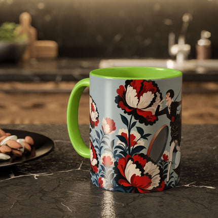 ❤️🌺 The Scarlet Blossom Dancer Colorful Mug – Art Deco Fashion Whimsy