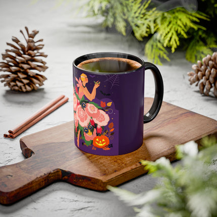🌹🎃 The Lady Of The Haunted Rose Garden Colorful Mug – Romantic Halloween Charm