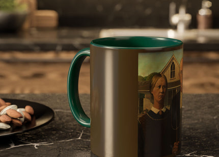 American Gothic by Grant Wood Colorful Mugs (11oz, 15oz)