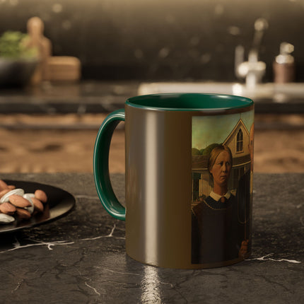 American Gothic by Grant Wood Colorful Mugs (11oz, 15oz)
