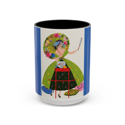 Lady with the Golden Fish Colorful Mugs – Whimsical Fashion & Playful Fantasy