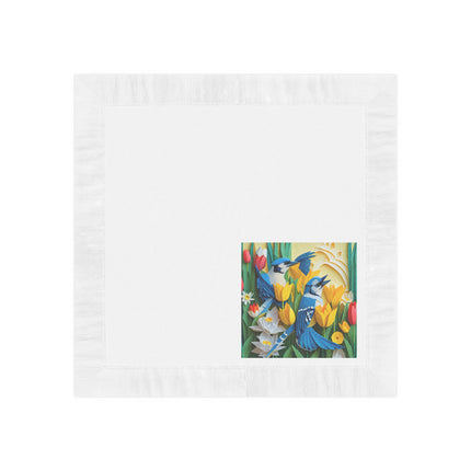 Blue Jays in a Spring Garden White Coined Napkins