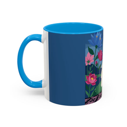 The Lady Of The Golden Parasol Colorful Mugs – Art Deco Botanical Elegance
