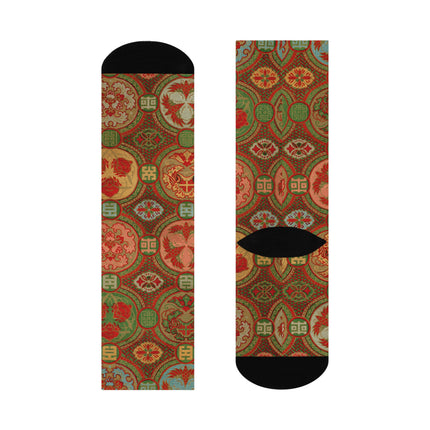 Japanese Fan Pattern by G.A. Audsley Cushioned Crew Socks