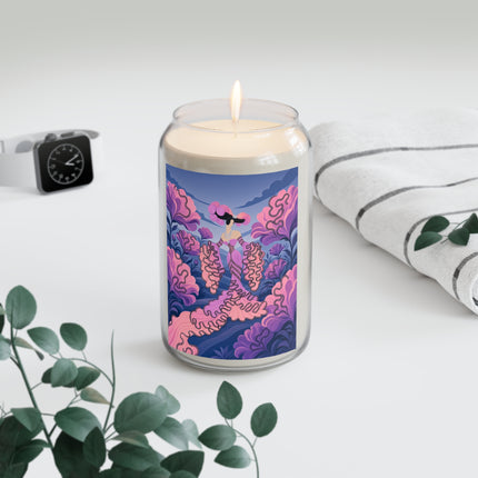 🌸🎀 The Pink Ruffle Garden Lady Scented Soy Candle – Art Deco Floral Elegance