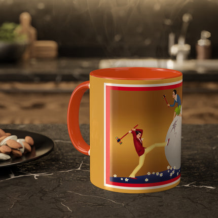 Crack-Up Comedy: The Great Egg Duel Colorful Mugs, 11oz