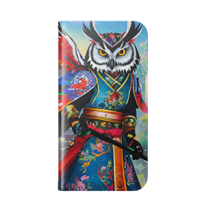 🦉⚔️ Cyberpunk Samurai Owl Flip Case – Neon Wisdom & Warrior Honor