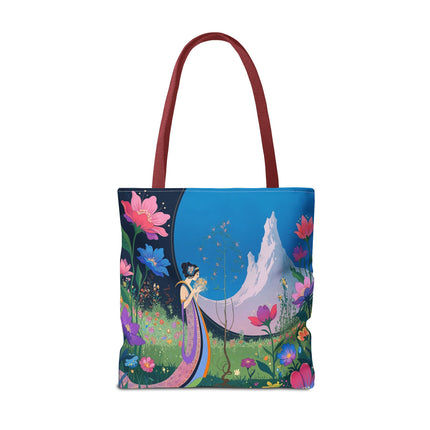 🌸🏔️ The Lady Of The Mountain Garden Tote Bag – Art Deco Floral Fantasy