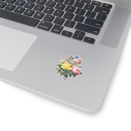 Yellow Rose and Cabbage Rose botanical illustration by Pierre-Joseph Redouté Kiss-Cut Stickers (4 Sizes)