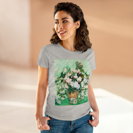Roses by Vincent Van Gogh Women's Midweight Cotton Tee