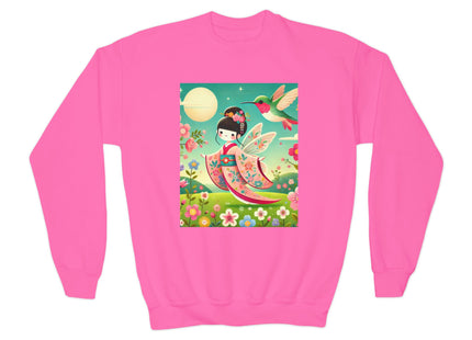 Geisha Fairy and the Hummingbird Blossom Youth Crewneck Sweatshirt